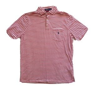 Polo Ralph Lauren Classic Fit Red White Striped Polo Shirt Size Medium Cotton